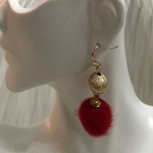 Burgundy Pom Pom earrings